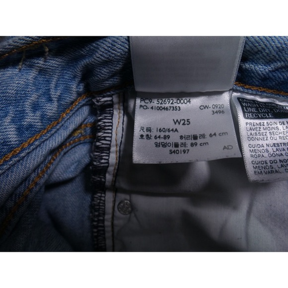 Levis Premium Womens Jeans Size 25 Blue Denim Loose Taper Crop Stretch High Rise - Picture 15 of 16